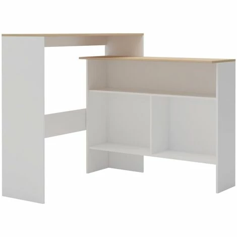 Bon marché ⌛ YOUTHUP Table De Bar Avec 2 Dessus De Table Blanc Et Chêne 130x40x120cm 💯 4 Bon marché ⌛ YOUTHUP Table De Bar Avec 2 Dessus De Table Blanc Et Chêne 130x40x120cm 💯 – Image 2