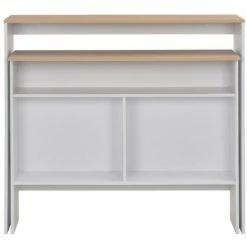 Bon marché ⌛ YOUTHUP Table De Bar Avec 2 Dessus De Table Blanc Et Chêne 130x40x120cm 💯 10 Bon marché ⌛ YOUTHUP Table De Bar Avec 2 Dessus De Table Blanc Et Chêne 130x40x120cm 💯 -Table haute Boutique 19532908 4