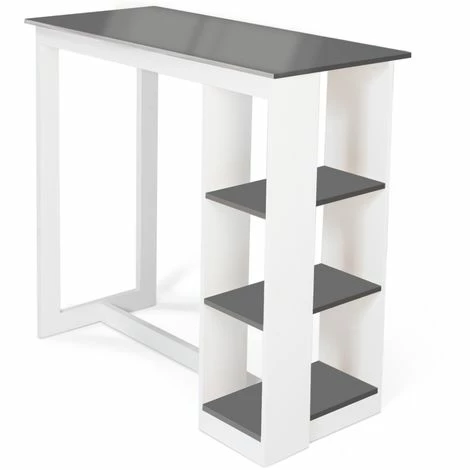 Meilleure affaire 🛒 IDMARKET Table De Bar BARTH 2 à 4 Personnes Ajourée Bois Blanc Plateau Gris - Gris 😉 4 Meilleure affaire 🛒 IDMARKET Table De Bar BARTH 2 à 4 Personnes Ajourée Bois Blanc Plateau Gris - Gris 😉 – Image 2