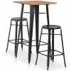 Meilleure vente 🔥 ASUPERMALL Mobilier De Bar 3 Pcs Acier Noir 🌟 -Table haute Boutique 19768154 1
