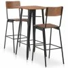 Meilleur prix ❤️ ASUPERMALL Mobilier De Bar 3 Pcs Acier Marron Noir 🎁 -Table haute Boutique 19768159 1