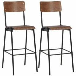 Meilleur prix ❤️ ASUPERMALL Mobilier De Bar 3 Pcs Acier Marron Noir 🎁 -Table haute Boutique 19768159 4