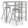 Le moins cher ✨ ASUPERMALL Ensemble De Bar Avec Etageres 3 Pcs Bois Et Acier Gris 😍 -Table haute Boutique 19768723 1