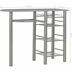 Le moins cher ✨ ASUPERMALL Ensemble De Bar Avec Etageres 3 Pcs Bois Et Acier Gris 😍 11 Le moins cher ✨ ASUPERMALL Ensemble De Bar Avec Etageres 3 Pcs Bois Et Acier Gris 😍 -Table haute Boutique 19768723 5
