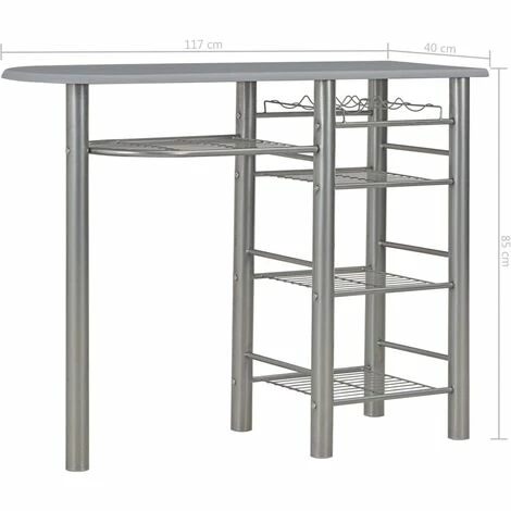 Le moins cher ✨ ASUPERMALL Ensemble De Bar Avec Etageres 3 Pcs Bois Et Acier Gris 😍 7 Le moins cher ✨ ASUPERMALL Ensemble De Bar Avec Etageres 3 Pcs Bois Et Acier Gris 😍 – Image 5