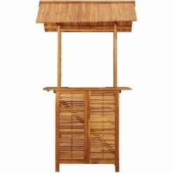 Offres 👏 ASUPERMALL Table De Bar D'exterieur Avec Toit 122x106x217 Cm Bois D'acacia 😍 -Table haute Boutique 19769127 3