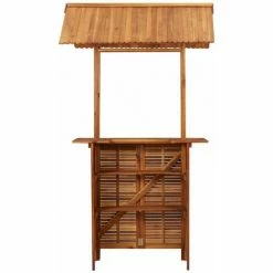 Offres 👏 ASUPERMALL Table De Bar D'exterieur Avec Toit 122x106x217 Cm Bois D'acacia 😍 -Table haute Boutique 19769127 4