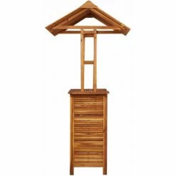Offres 👏 ASUPERMALL Table De Bar D'exterieur Avec Toit 122x106x217 Cm Bois D'acacia 😍 -Table haute Boutique 19769127 5