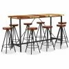 Meilleure vente 🛒 VidaXL Ensemble De Bar 9 Pcs Bois De Récupération Et - Brun 🧨 -Table haute Boutique 19807692 1