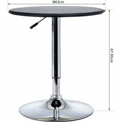 Meilleure affaire 😉 HOMCOM Table De Bar Table Bistro Chic Style Contemporain Table Ronde Hauteur Réglable 67-93 Cm Ø 63 Cm Plateau Pivotant 360° Métal Chromé PVC Noir 🎉 -Table haute Boutique 19842650 3