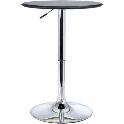 Meilleure affaire 😉 HOMCOM Table De Bar Table Bistro Chic Style Contemporain Table Ronde Hauteur Réglable 67-93 Cm Ø 63 Cm Plateau Pivotant 360° Métal Chromé PVC Noir 🎉 -Table haute Boutique 19842650 5