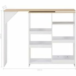 Budget 💯 ASUPERMALL Table De Bar Avec Tablette Amovible Blanc 138 X 40 X 120 Cm 🎁 -Table haute Boutique 19907434 2