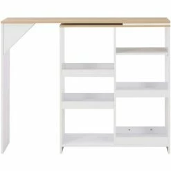 Budget 💯 ASUPERMALL Table De Bar Avec Tablette Amovible Blanc 138 X 40 X 120 Cm 🎁 -Table haute Boutique 19907434 5
