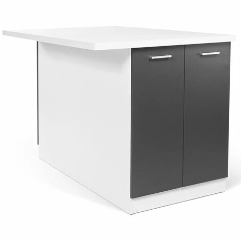 Bon marché 🎉 IDMARKET Ilot Central IVO 120 Cm Blanc Et Gris Avec Plan De Travail - Gris 🧨 4 Bon marché 🎉 IDMARKET Ilot Central IVO 120 Cm Blanc Et Gris Avec Plan De Travail - Gris 🧨 – Image 2