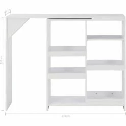 Meilleur prix 😍 ASUPERMALL Table De Bar Avec Tablette Amovible Blanc 138 X 40 X 120 Cm 🌟 -Table haute Boutique 20850938 3