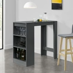 Sortie 🎁 Table De Bar Kouvola 110 X 50 X 103 Cm Gris Foncé [en.casa] 🤩