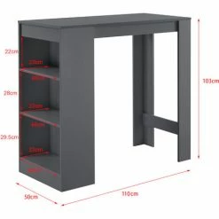 Sortie 🎁 Table De Bar Kouvola 110 X 50 X 103 Cm Gris Foncé [en.casa] 🤩 -Table haute Boutique 20890092 4