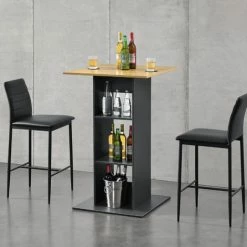 Les meilleures critiques de 🧨 Table De Bar Visby 3 Étagères 70 X 70 X 110 Cm Gris Foncé Effet Bois [en.casa] 💯