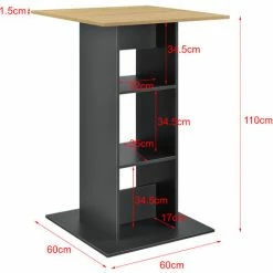 Les meilleures critiques de 🧨 Table De Bar Visby 3 Étagères 70 X 70 X 110 Cm Gris Foncé Effet Bois [en.casa] 💯 -Table haute Boutique 20890108 3