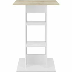 Vente flash ❤️ Table De Bar Visby 3 Étagères 70 X 70 X 110 Cm Blanc Effet Chêne [en.casa] ✔️ -Table haute Boutique 20890112 4