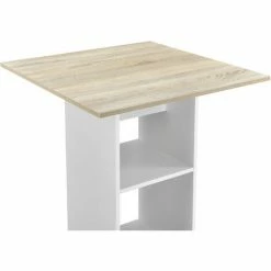 Vente flash ❤️ Table De Bar Visby 3 Étagères 70 X 70 X 110 Cm Blanc Effet Chêne [en.casa] ✔️ -Table haute Boutique 20890112 5