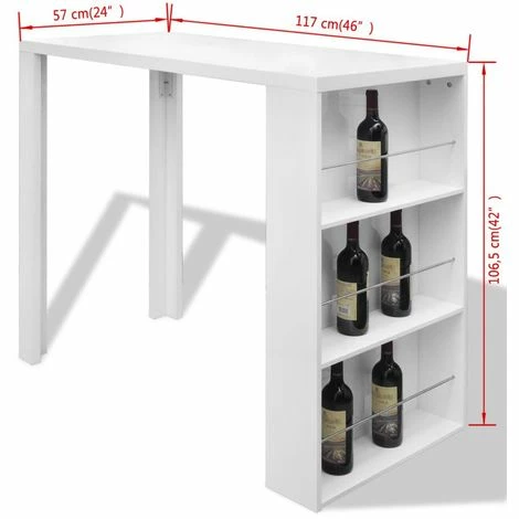 Offres ⭐ ASUPERMALL Table De Bar MDF Avec Casier A Bouteilles Blanc Haut Brillance 👍 4 Offres ⭐ ASUPERMALL Table De Bar MDF Avec Casier A Bouteilles Blanc Haut Brillance 👍 – Image 2