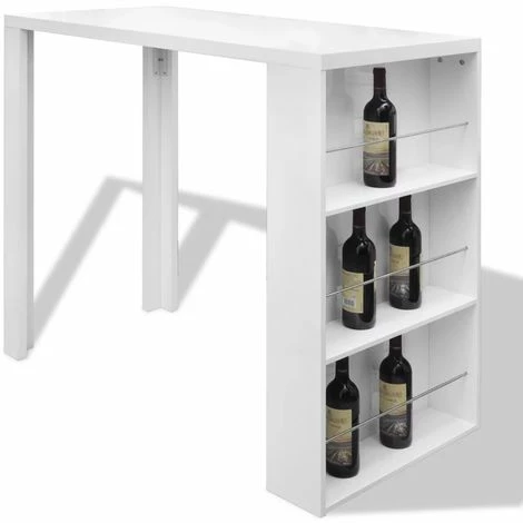 Offres ⭐ ASUPERMALL Table De Bar MDF Avec Casier A Bouteilles Blanc Haut Brillance 👍 5 Offres ⭐ ASUPERMALL Table De Bar MDF Avec Casier A Bouteilles Blanc Haut Brillance 👍 – Image 3