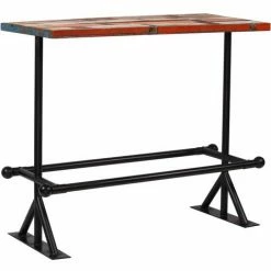 Les meilleures critiques de 👏 ASUPERMALL Table De Bar Bois Massif Recycle Multicolore 120 X 60 X 107 Cm ❤️ -Table haute Boutique 21370401 2