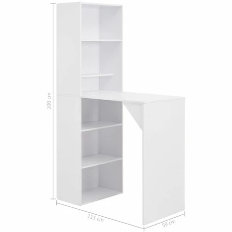 Vente flash 👍 ASUPERMALL Table De Bar Avec Armoire Blanc 115 X 59 X 200 Cm 🥰 6 Vente flash 👍 ASUPERMALL Table De Bar Avec Armoire Blanc 115 X 59 X 200 Cm 🥰 – Image 4