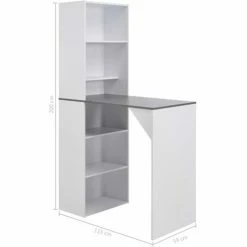 Nouveau 💯 ASUPERMALL Table De Bar Avec Armoire Blanc 115 X 59 X 200 Cm 🔔 -Table haute Boutique 21371482 2
