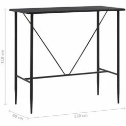 Meilleure vente 👏 ASUPERMALL Table De Bar Noir 120x60x110 Cm MDF 🔔 -Table haute Boutique 21371689 5