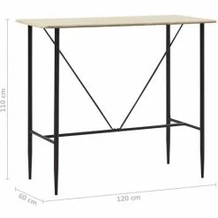 Budget 😍 ASUPERMALL Table De Bar Chene 120 X 60 X 110 Cm MDF 😀 -Table haute Boutique 21371736 3