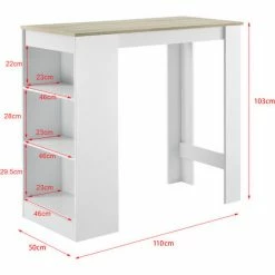 Meilleure vente 🔥 Table De Bar Kouvola 110 X 50 X 103 Cm Blanc Effet Chêne [en.casa] 👍 -Table haute Boutique 21612989 4