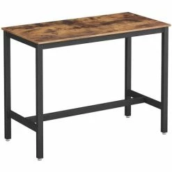 Meilleur prix 👏 HELLOSHOP26 Table Haute De Bar Vintage Table Polyvalente Avec Armature En Fer Pour Boissons Cocktails Bar Brasserie Restaurant Salon Cuisine Stable Métal Noir Et Bois 120 X 60 Cm - Bois ⭐
