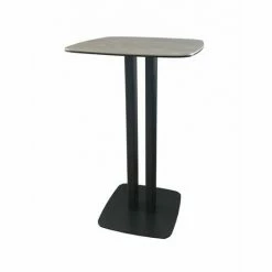 Coupon 🌟 MEUBLETMOI Table Haute Carré Plateau Céramique Gris - SIGMA - Gris 🎉