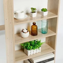 Tout neuf ✨ BATHRINS Table Haute Table De Bar Mange-debout Avec 4 étagères De Rangements – Décor Chêne Et Noir 👍 -Table haute Boutique 23063621 2