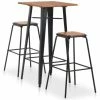 Le moins cher 🥰 Topdeal Mobilier De Bar 3 Pcs Acier Noir Et Marron ✔️ -Table haute Boutique 23124094 1