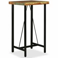 Vente flash 🧨 ASUPERMALL Table De Bar Bois De Recuperation Massif 60 X 60 X 107 Cm 👏