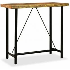 Bon marché ⌛ ASUPERMALL Table De Bar Bois Massif De Recuperation 120 X 60 X 107 Cm 😉 -Table haute Boutique 23185934 5