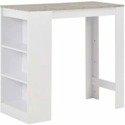 Nouveau 🎁 ASUPERMALL Table De Bar Avec Etagere Blanc 110x50x103 Cm ⭐ -Table haute Boutique 23186313 2