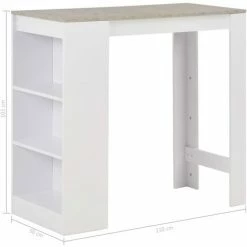 Nouveau 🎁 ASUPERMALL Table De Bar Avec Etagere Blanc 110x50x103 Cm ⭐ -Table haute Boutique 23186313 3