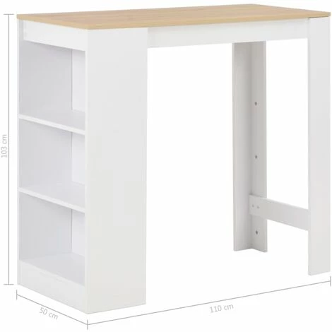 Grosses soldes 🎉 ASUPERMALL Table De Bar Avec Etagere Blanc 110x50x103 Cm 🎉 6 Grosses soldes 🎉 ASUPERMALL Table De Bar Avec Etagere Blanc 110x50x103 Cm 🎉 – Image 4