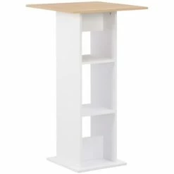 Budget ⭐ Topdeal Table De Bar Blanc Et Chêne Sonoma 60x60x110 Cm ⌛