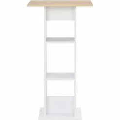 Budget ⭐ Topdeal Table De Bar Blanc Et Chêne Sonoma 60x60x110 Cm ⌛ -Table haute Boutique 23203032 3