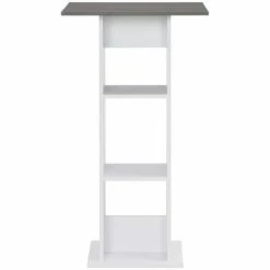 Tout neuf 🎁 Topdeal Table De Bar Blanc Et Gris Anthracite 60x60x110 Cm ⌛ -Table haute Boutique 23203043 3