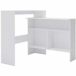 Coupon 😉 Topdeal Table De Bar Avec 2 Dessus De Table Blanc 130 X 40 X 120 Cm 👍 -Table haute Boutique 23203139 2