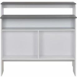 Acheter 😀 Topdeal Table De Bar Avec 2 Dessus De Table Blanc Et Gris 130x40x120 Cm 💯 -Table haute Boutique 23203191 5