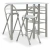Le moins cher 🛒 Topdeal Ensemble De Bar Avec étagères 3 Pcs Bois Et Acier Blanc 🛒 -Table haute Boutique 23214784 1