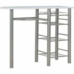 Le moins cher 🛒 Topdeal Ensemble De Bar Avec étagères 3 Pcs Bois Et Acier Blanc 🛒 9 Le moins cher 🛒 Topdeal Ensemble De Bar Avec étagères 3 Pcs Bois Et Acier Blanc 🛒 -Table haute Boutique 23214784 3