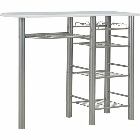 Le moins cher 🛒 Topdeal Ensemble De Bar Avec étagères 3 Pcs Bois Et Acier Blanc 🛒 5 Le moins cher 🛒 Topdeal Ensemble De Bar Avec étagères 3 Pcs Bois Et Acier Blanc 🛒 – Image 3